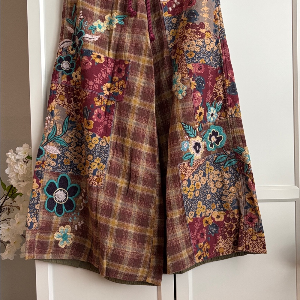 NWT Free People Brooks Embroidered Wide Leg Patchwork Pants, S - Picture 12 of 16